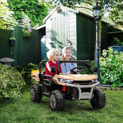 12V Two-Seater Kids Electric Ride-On Car with Remote Control and Electric Bucket - Yellow