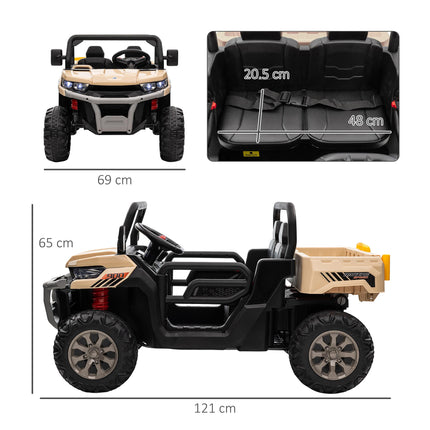 12V Two-Seater Kids Electric Ride-On Car with Remote Control and Electric Bucket - Yellow
