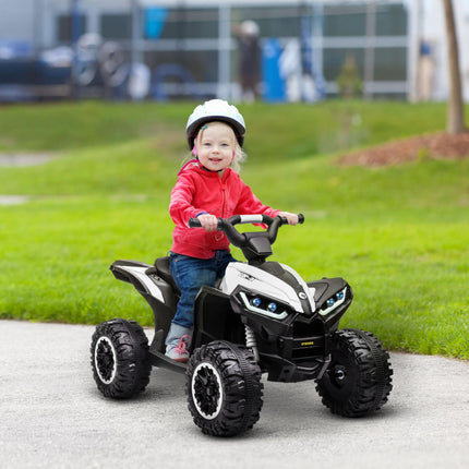 12V Kids Electric Quad Bike with Forward/Reverse, High/Low Speed, Suspension, Horn & Music - White