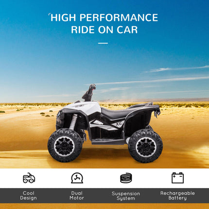 12V Kids Electric Quad Bike with Forward/Reverse, High/Low Speed, Suspension, Horn & Music - White