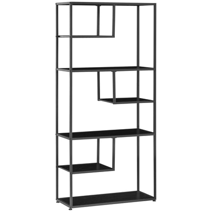 Industrial Accent Display Rack 7 Tier Bookcase, Display Rack for Living Room, Office, Bedroom, Black