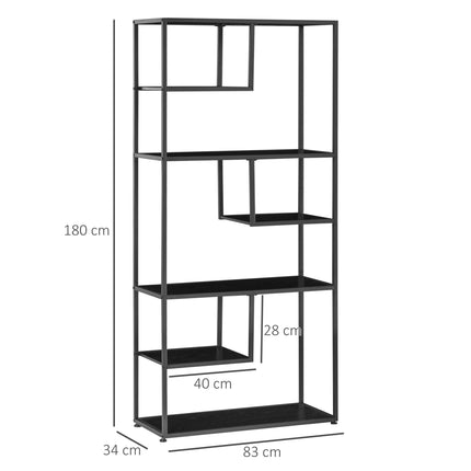 Industrial Accent Display Rack 7 Tier Bookcase, Display Rack for Living Room, Office, Bedroom, Black
