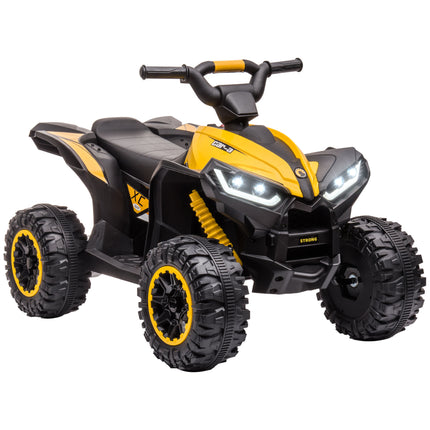 12V Ride-On Quad Bike ATV Toy with Forward/Reverse, High/Low Speed, Suspension, Horn & Music - Yellow