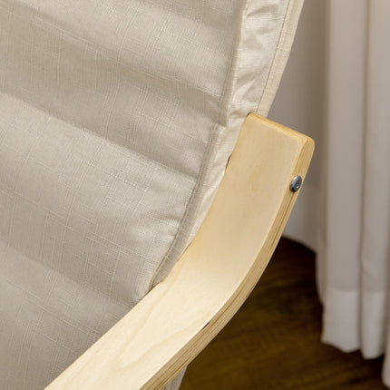 Wooden Lounging Chair with Adjustable Footrest for Relaxation - Cream White