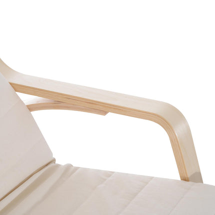 Rocking Lounge Recliner Chair with Adjustable Footrest, Pillow & Side Pocket - Cream White