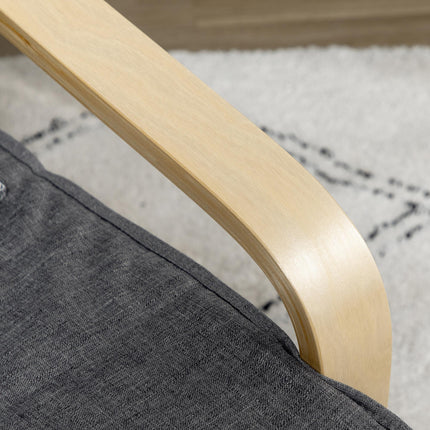 Wooden Lounging Chair with Adjustable Footrest for Comfort - Dark Grey