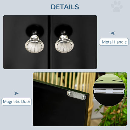 Raised Dog Bowls Feeding Station with Stand, Storage & 2 Stainless Steel Bowls for Large Dogs - Black