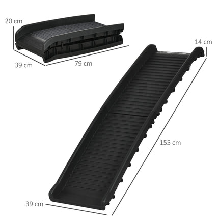 Folding Dog Ramp for Cars, Trucks & SUVs 155x39x14 cm - Black