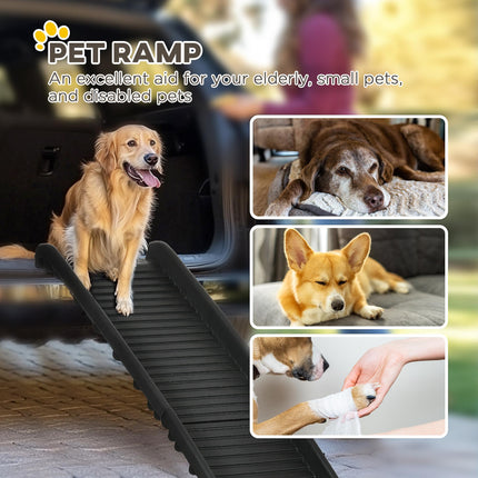 Folding Dog Ramp for Cars, Trucks & SUVs 155x39x14 cm - Black