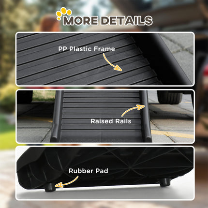 Folding Dog Ramp for Cars, Trucks & SUVs 155x39x14 cm - Black