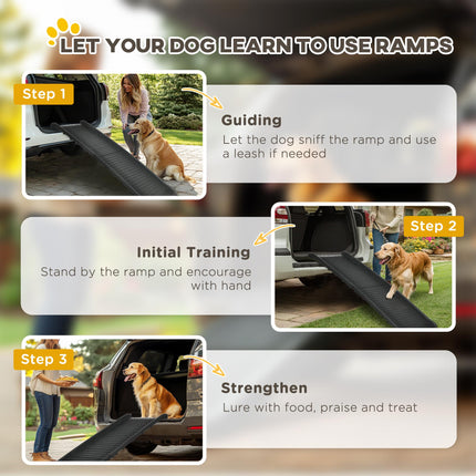 Folding Dog Ramp for Cars, Trucks & SUVs 155x39x14 cm - Black