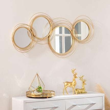Modern Metal Wall Art Decorative Mirror Sculpture 107x56 cm - Gold