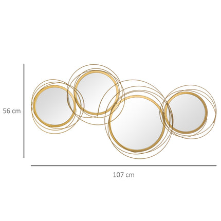 Modern Metal Wall Art Decorative Mirror Sculpture 107x56 cm - Gold