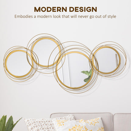 Modern Metal Wall Art Decorative Mirror Sculpture 107x56 cm - Gold
