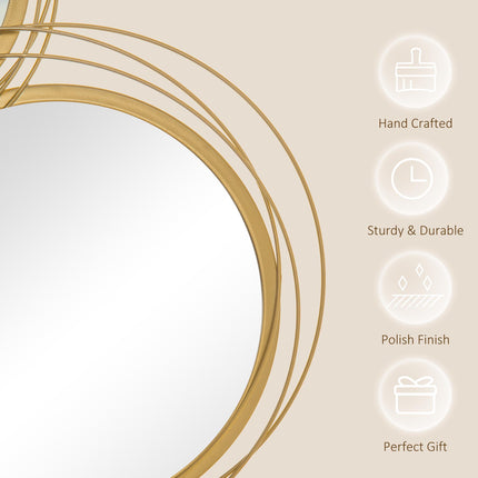 Modern Metal Wall Art Decorative Mirror Sculpture 107x56 cm - Gold