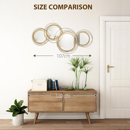 Modern Metal Wall Art Decorative Mirror Sculpture 107x56 cm - Gold