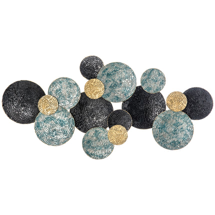 3D Metal Circle Wall Art Sculpture for Living Room Bedroom Dining Room - Blue Black Gold
