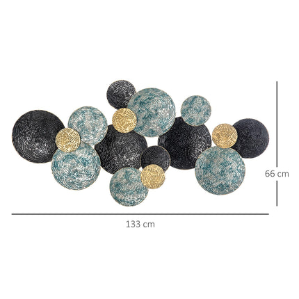 3D Metal Circle Wall Art Sculpture for Living Room Bedroom Dining Room - Blue Black Gold