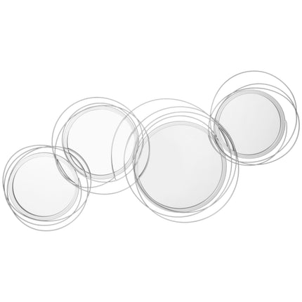 Modern Metal Wall Art Decorative Mirror with Four Mirrors for Living Room Bedroom Dining Room - Silver