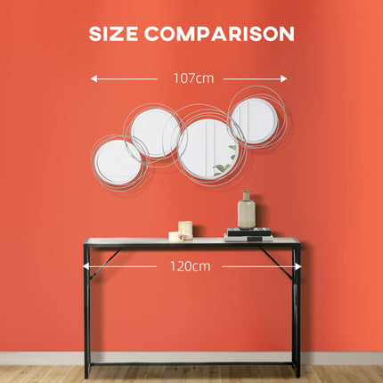 Modern Metal Wall Art Decorative Mirror with Four Mirrors for Living Room Bedroom Dining Room - Silver