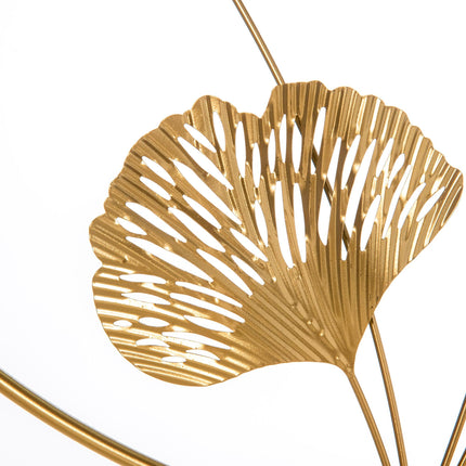 3D Metal Ginkgo Leaves Wall Art Sculpture for Living Room Bedroom Dining Room - Gold