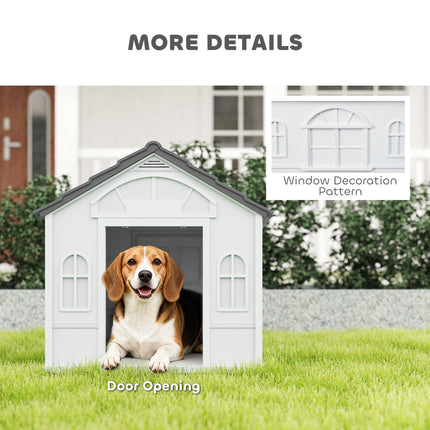 Plastic Weatherproof Medium Dog House with Ventilation - Grey