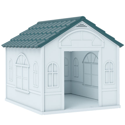 Weatherproof Plastic Dog House for Medium Dogs - Blue