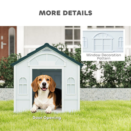 Weatherproof Plastic Dog House for Medium Dogs - Blue