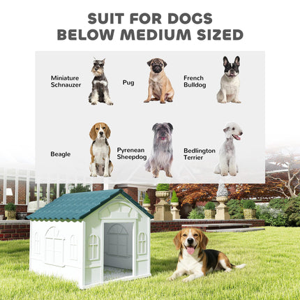 Weatherproof Plastic Dog House for Medium Dogs - Blue