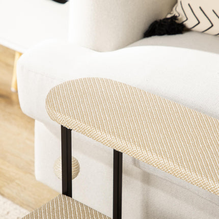 3-Step Cat Stairs with Sisal Scratching Board and Hanging Ball, Steel Frame - Cream White