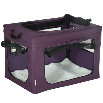 Foldable Portable Pet Carrier for Miniature Dogs and Cats 60x42x42 cm - Purple