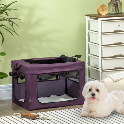 Foldable Portable Pet Carrier for Miniature Dogs and Cats 60x42x42 cm - Purple