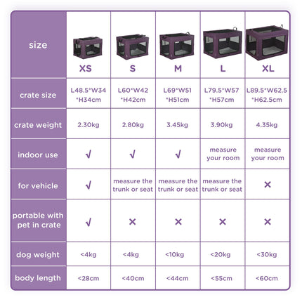 Foldable Portable Pet Carrier for Miniature Dogs and Cats 60x42x42 cm - Purple