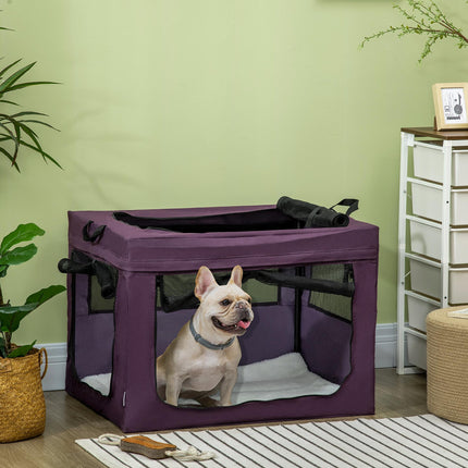 Portable Foldable Pet Carrier Bag for Small & Medium Dogs 79.5x57x57 cm - Purple