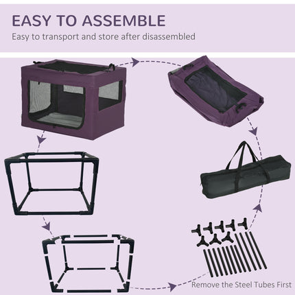 Portable Foldable Pet Carrier Bag for Small & Medium Dogs 79.5x57x57 cm - Purple