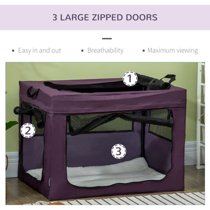 Portable Foldable Pet Carrier Bag for Small & Medium Dogs 79.5x57x57 cm - Purple