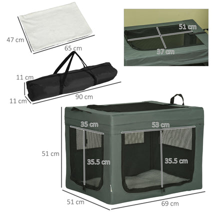 Foldable Portable Pet Carrier for Small Dogs and Cats 69x51x51 cm - Grey