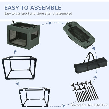 Foldable Portable Pet Carrier for Small Dogs and Cats 69x51x51 cm - Grey