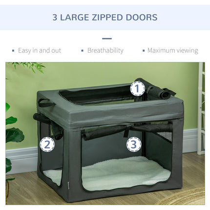 Foldable Portable Pet Carrier for Small Dogs and Cats 69x51x51 cm - Grey