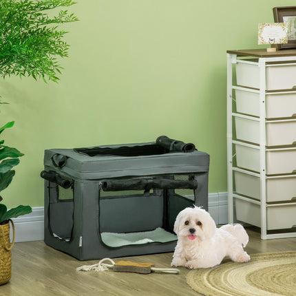 Portable Foldable Pet Carrier for Miniature Dogs and Cats 60x42x42 cm - Grey