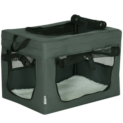 49cm Foldable Portable Pet Carrier with Cushion for Miniature Dogs and Cats - Grey