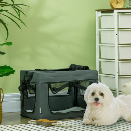 49cm Foldable Portable Pet Carrier with Cushion for Miniature Dogs and Cats - Grey