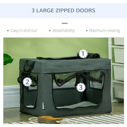 49cm Foldable Portable Pet Carrier with Cushion for Miniature Dogs and Cats - Grey