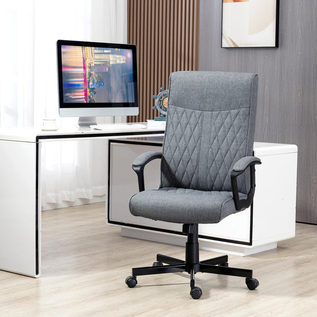 High-Back Swivel Office Chair with Adjustable Height and Tilt Function - Dark Grey