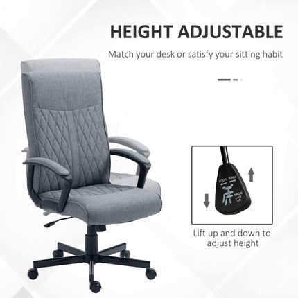 High-Back Swivel Office Chair with Adjustable Height and Tilt Function - Dark Grey