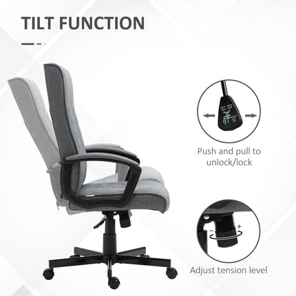 High-Back Swivel Office Chair with Adjustable Height and Tilt Function - Dark Grey