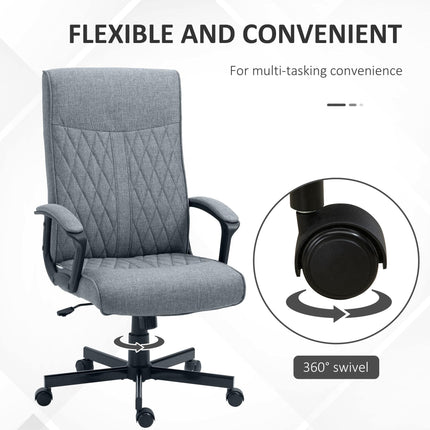 High-Back Swivel Office Chair with Adjustable Height and Tilt Function - Dark Grey