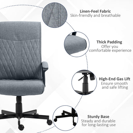 High-Back Swivel Office Chair with Adjustable Height and Tilt Function - Dark Grey
