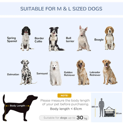 91cm Foldable Pet Carrier with Cushion for Large Dogs and Cats - Grey