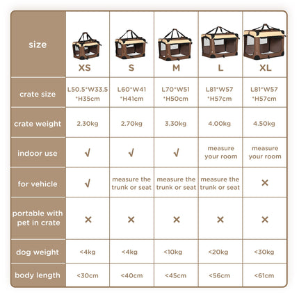 60cm Foldable Pet Carrier with Cushion for Miniature Dogs and Cats - Brown